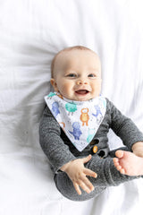Copper Pearl bandana bib adjustable snaps for newborn to toddler sizing and secure fit