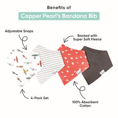 Copper Pearl bandana bib drool absorption highlights moisture-wicking comfort during teething