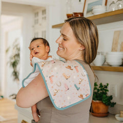 Copper Pearl burp cloth large fleece closeup highlights absorbency for drool control