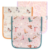 Copper Pearl burp cloth large pattern closeup showing chic print and softness for baby burping