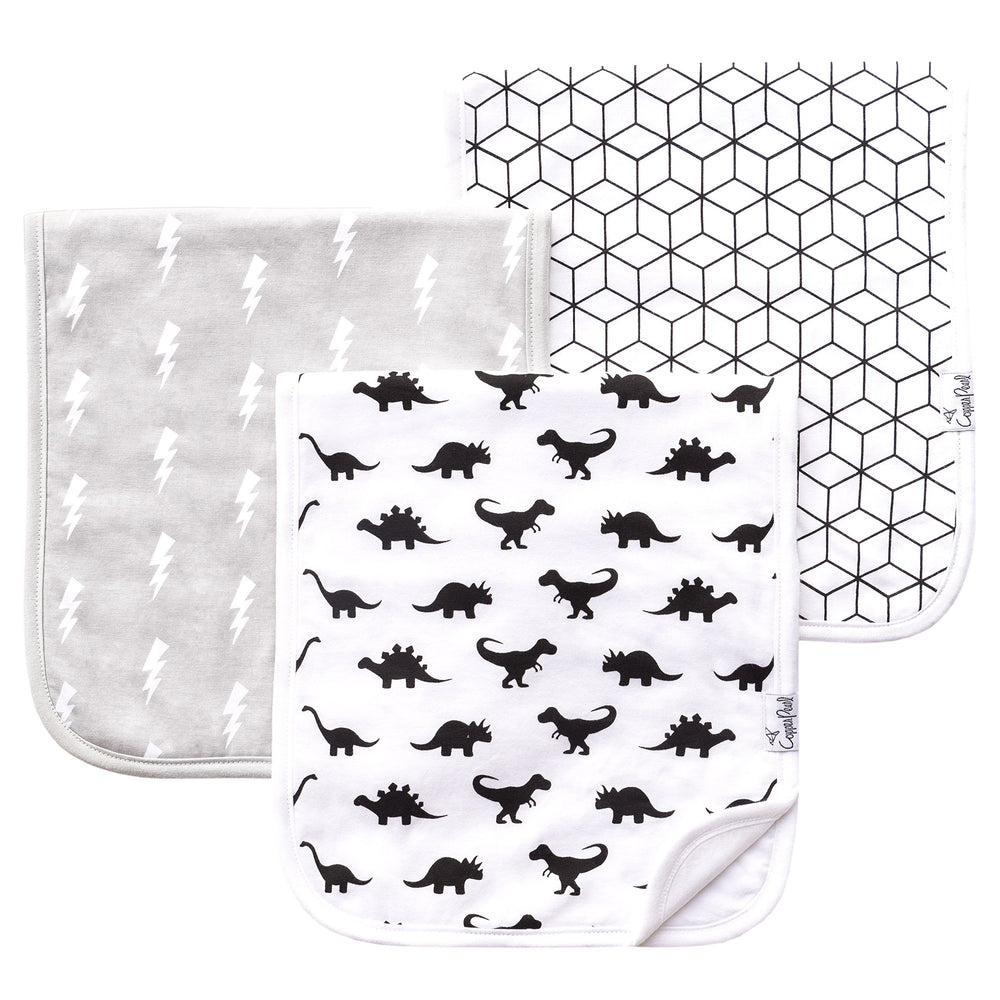 Copper Pearl premium burp cloths 3-pack front pattern close-up for gentle burping