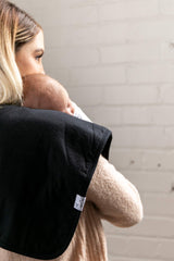 Copper Pearl burp cloths feature patterned front and plain back for comfort.