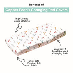 Copper Pearl changing pad cover design highlights modern nursery style.