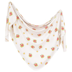 Copper Pearl CoComelon swaddle blanket, 46x46 inches, for cozy, secure swaddling.