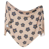 Copper Pearl Gemma Tan swaddle blanket front view showing generous 46x46 size for growing babies