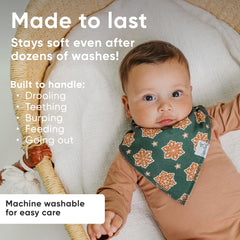 Copper Pearl Gingerbread bandana bib folded for neat storage and packing