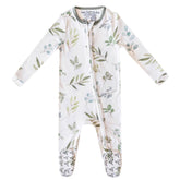 Copper Pearl Haven zip-up footie pajamas showcase soft knit fabric for comfort