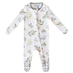 Copper Pearl Haven zip-up footie pajamas showcase soft knit fabric for comfort