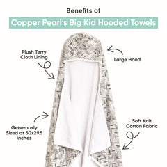 Copper Pearl hooded towel showing pockets for tiny hands