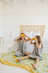 Copper Pearl jumbo quilt lemon ready for newborn swaddling and cozy daytime naps