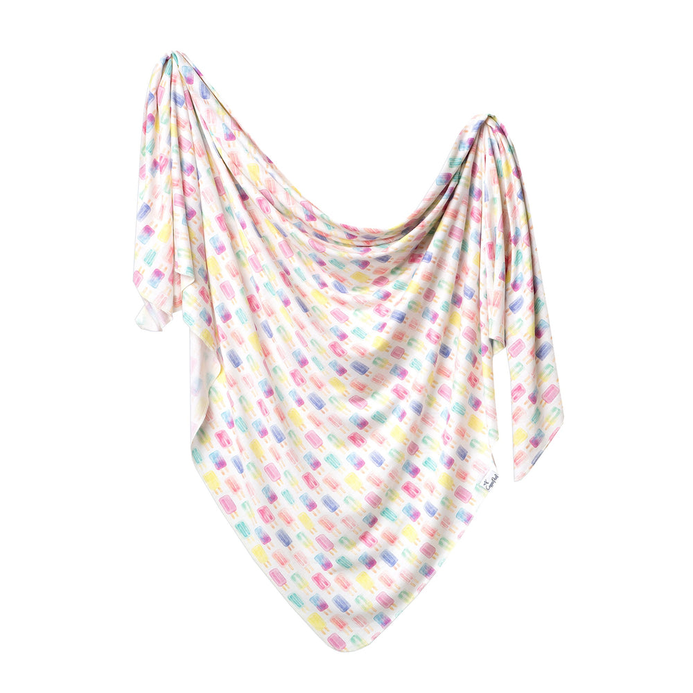 Copper Pearl large premium knit baby swaddle closeup shows breathable summer cover