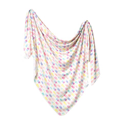 Copper Pearl large premium knit baby swaddle closeup shows breathable summer cover