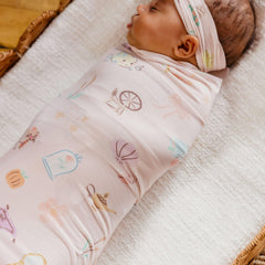 Copper Pearl large swaddle with serged edges for durability