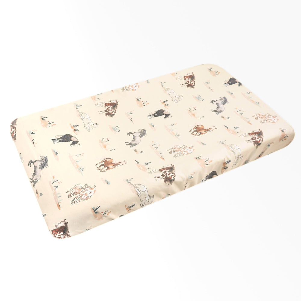 Copper Pearl Montana knit changing pad cover in ultra-soft fabric for gentle diaper changes