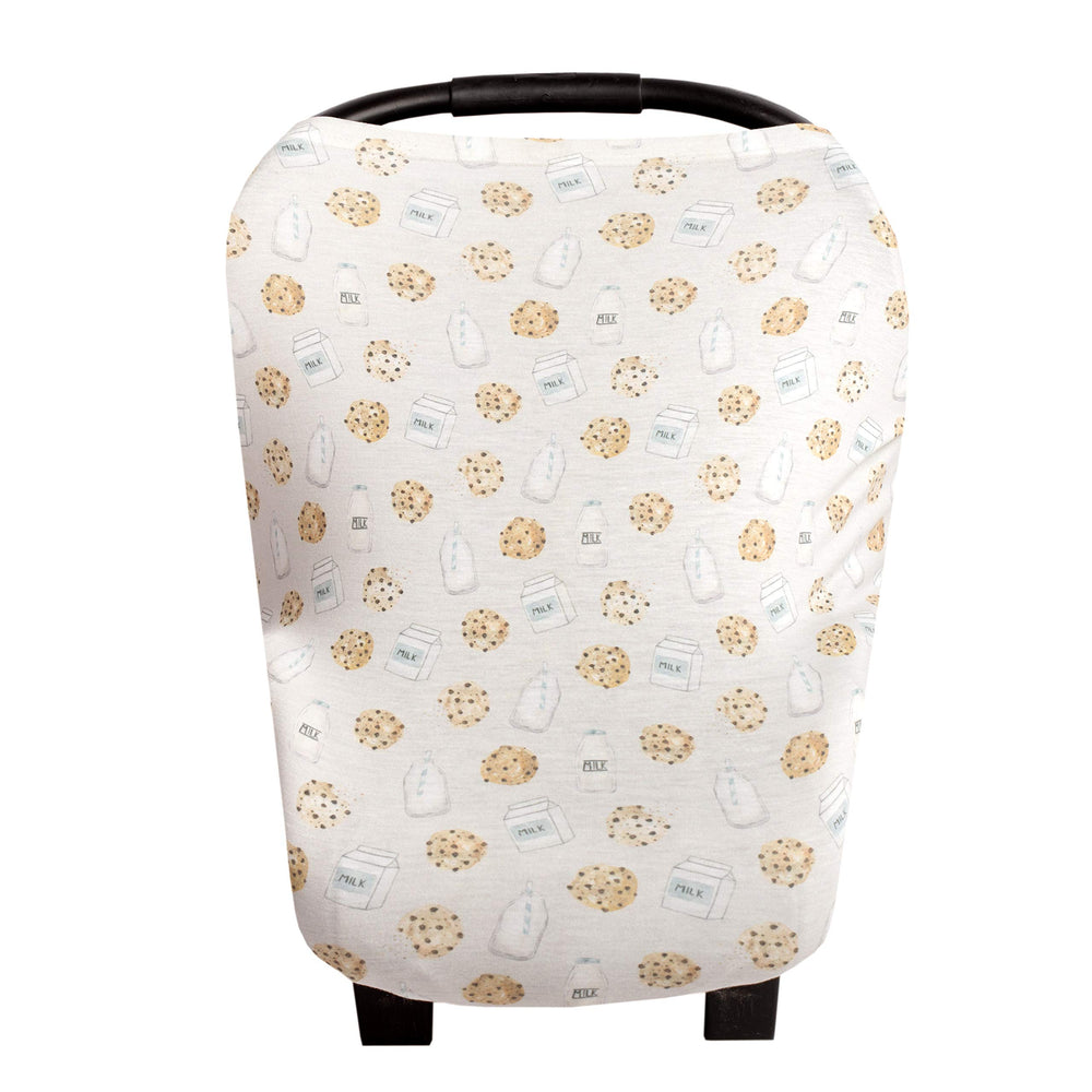 Copper Pearl multi-use cover for car seat keeps baby protected and visible for quick checks.