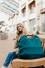 Copper Pearl shopping cart cover protects baby while shopping