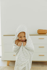 Copper Pearl newborn towel 33x33 for full coverage after bath.
