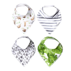 Copper Pearl Noah bibs front view showing a 4-pack with absorbent drool protection.