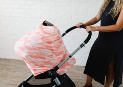 Copper Pearl Remi shopping cart cover creates a clean barrier for outings.