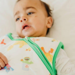 Copper Pearl Sesame Friends sleep bag neck is tag-free for gentle skin contact