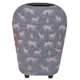 Copper Pearl Timber multi-use cover car seat cover showing sun protection and quick access