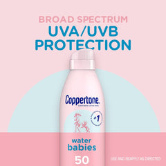 Coppertone WaterBabies sunscreen being applied during family outdoor time.