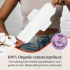 Cora 100% organic cotton topsheet offers gentle skin contact.