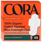 Cora 100% Organic Cotton Topsheet Pads for all-night breathable comfort.