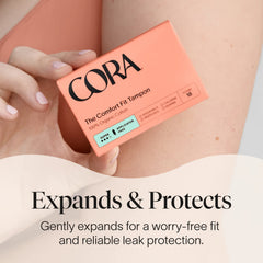 Cora tampons with woven cord provide extra leak protection