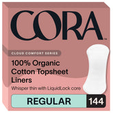 Cora organic cotton topsheet closeup shows skin-friendly texture for comfort