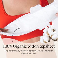 Cora organic cotton topsheet close-up showing hypoallergenic material