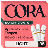 Cora organic non-applicator tampons packaging with eco-friendly design