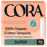 Cora Organic Tampons show absorb-from-all-angles design for reliable protection.