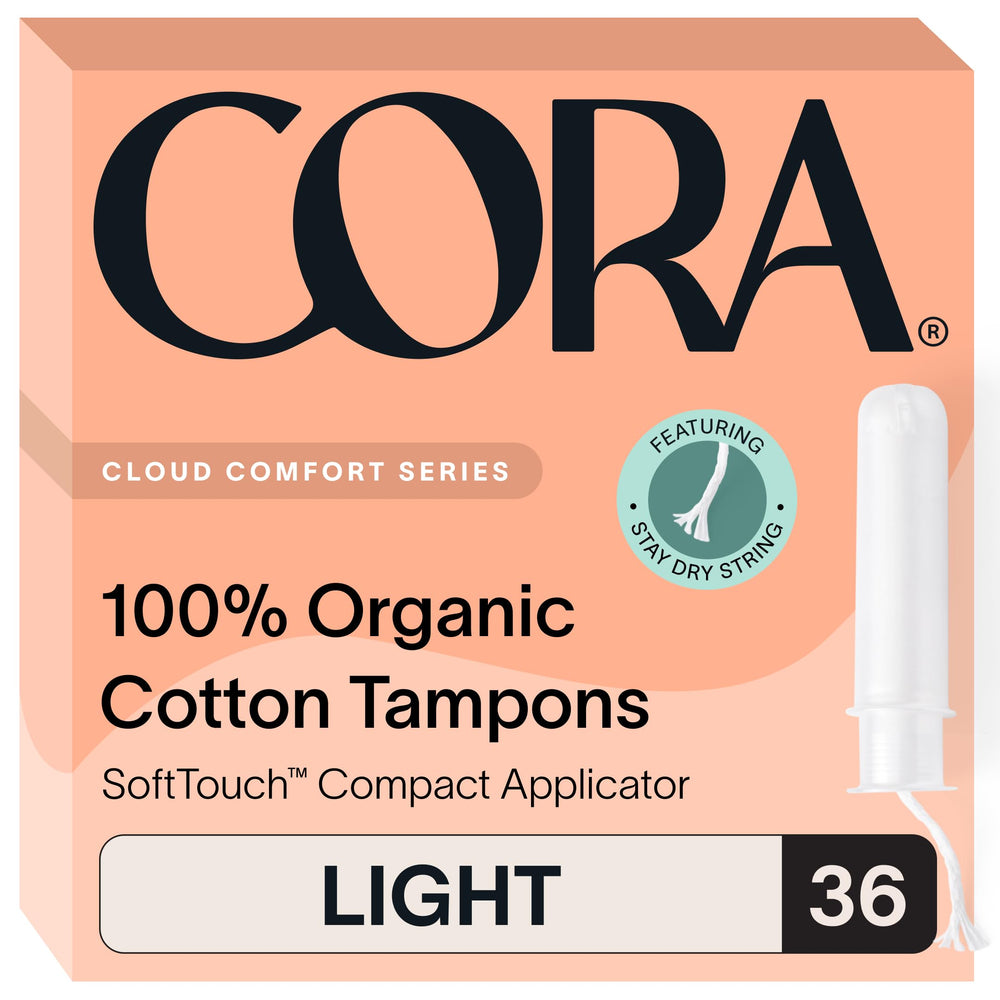 Cora Organic Tampons with soft touch applicator for gentle insertion and comfort