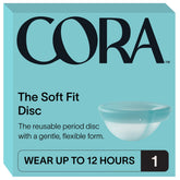 Cora Soft Fit Disc in hand shows flexible one-size design for comfort.