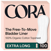 Cora topsheet bladder liner offers gentle organic protection for extra-long wear.