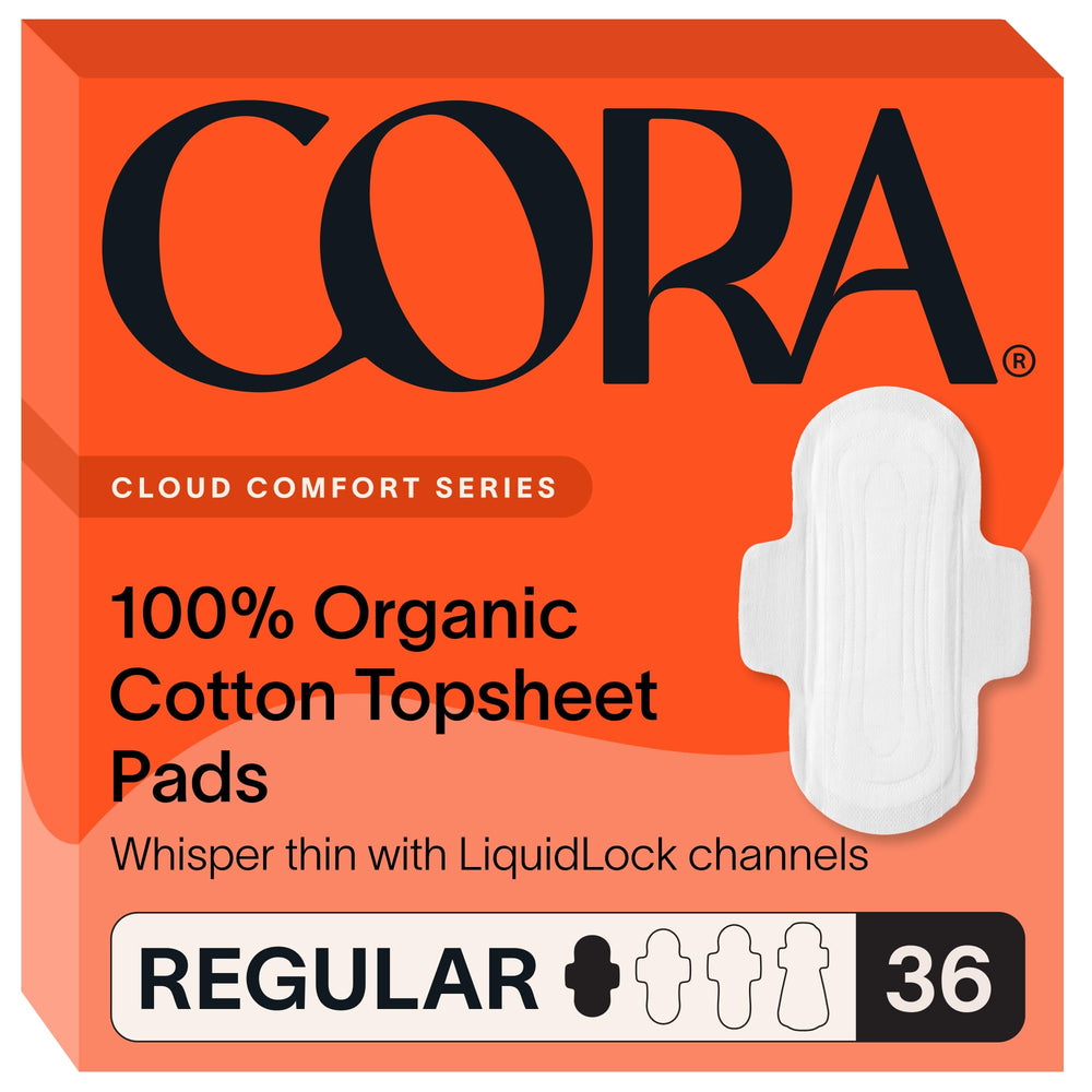Cora topsheet pads with wings provide reliable leak protection and comfort