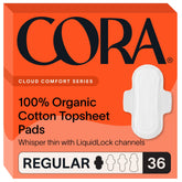 Cora topsheet pads with wings provide reliable leak protection and comfort