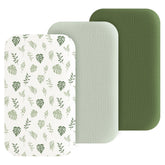 Coreeky leaf green muslin bassinet sheets in packaging for quick setup
