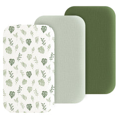Coreeky leaf green muslin bassinet sheets in packaging for quick setup