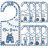 CORNER LACE baby closet dividers denim front view for organized newborn clothing.