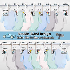 Corner Lace age markers 0-24 months image for organized closet planning.