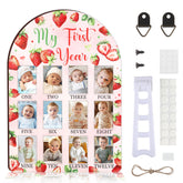 CORNER LACE Strawberry Baby First Year Frame front view highlights monthly milestone photos