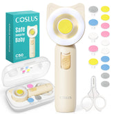 COSLUS baby nail file demonstrates gentle grind for tiny nails.
