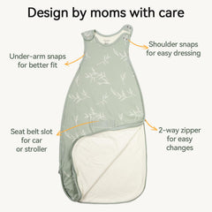 CosyDiary Merino sleep sack double shoulder snaps adjust fit.