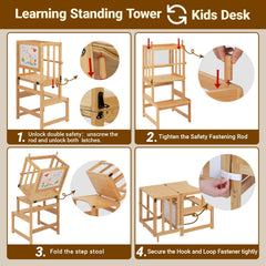 COSYLAND durable natural bamboo finish complements modern kitchens and playrooms.