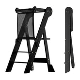 COSYLAND foldable toddler stool safety showing stable support during kitchen tasks.