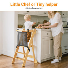 COSYLAND height-adjustable standing platform grows with child for kitchen or bathroom tasks.