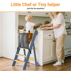 COSYLAND height-adjustable standing tower supports growing children at sink or counter height.