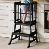 COSYLAND Kids Kitchen Step Stool in natural bamboo elevates little learners safely